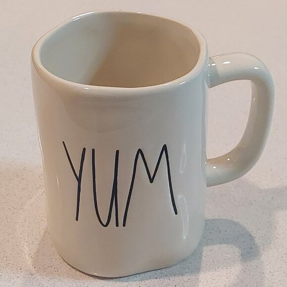 Magenta for Rae Dunn Ivory 16 oz Ceramic Coffee Mug with "YUM" in Black Letters - Picture 1 of 8